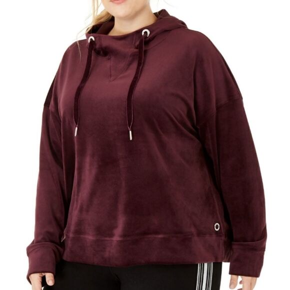 CALVIN KLEIN Burgundy Long Sleeve Hoodie Sweater 1X - Picture 1 of 7